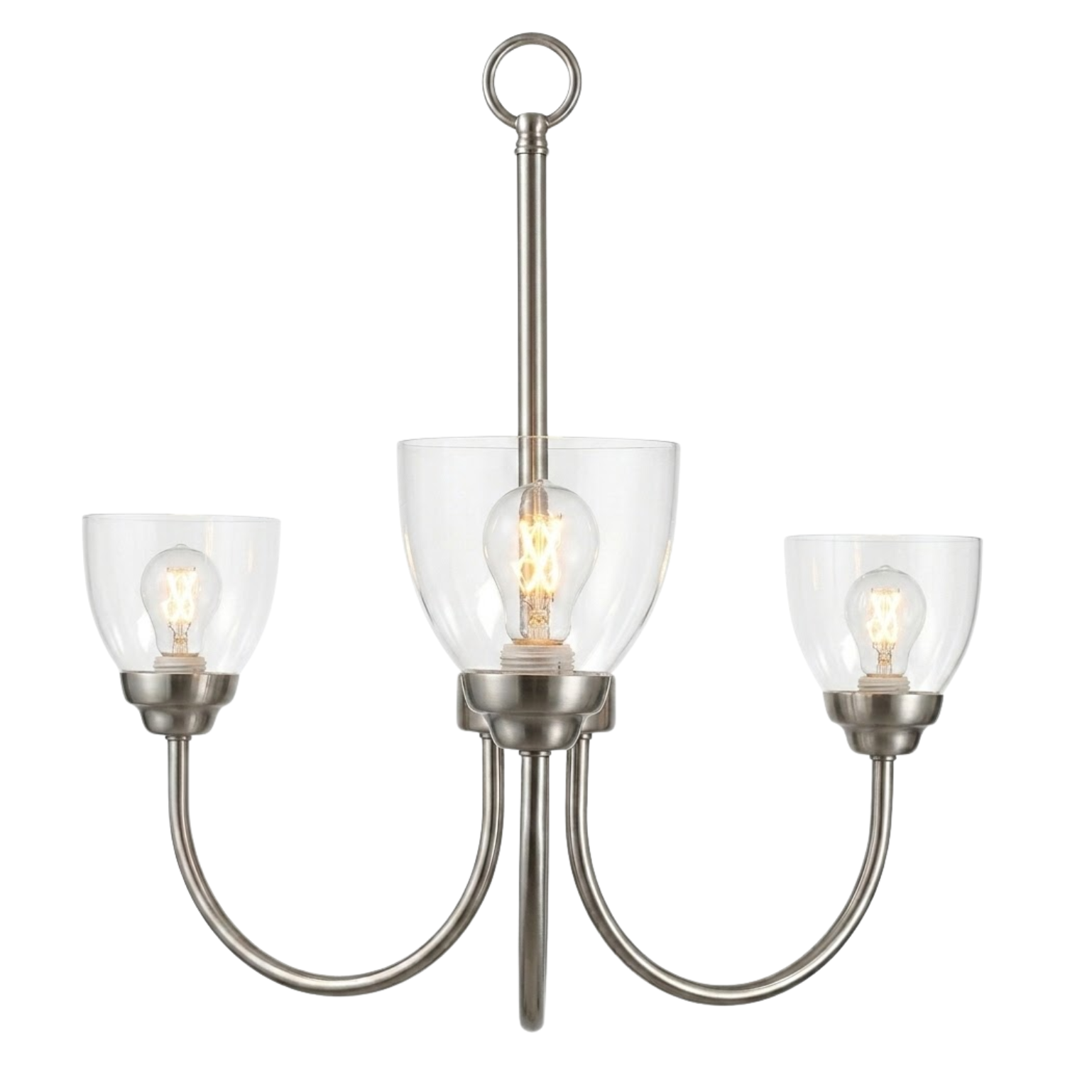 Laredo 3-Light Chandelier Clear Glass - High-Design Chandeliers in Brushed Nickel