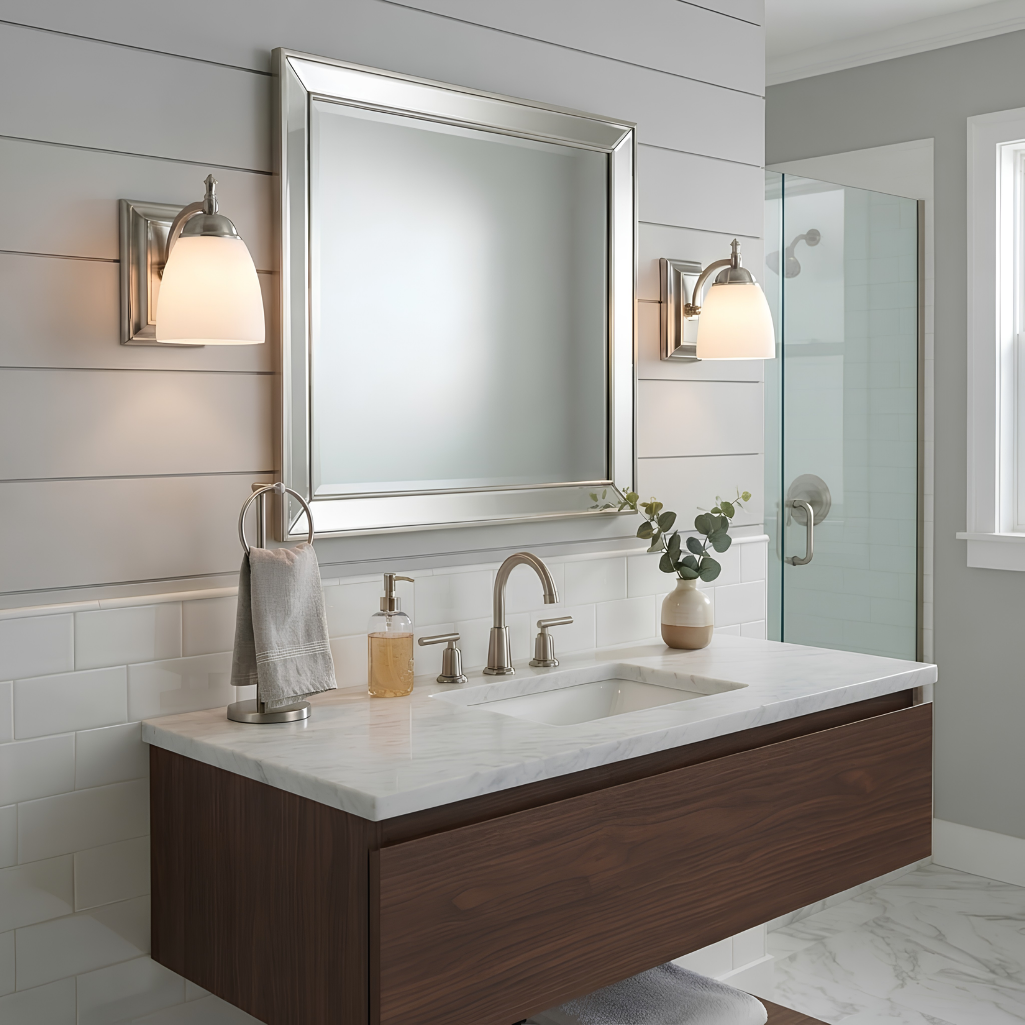 Dallas 1 Light White Vanity/Sconce - Bold Wall Sconces in Brushed Nickel