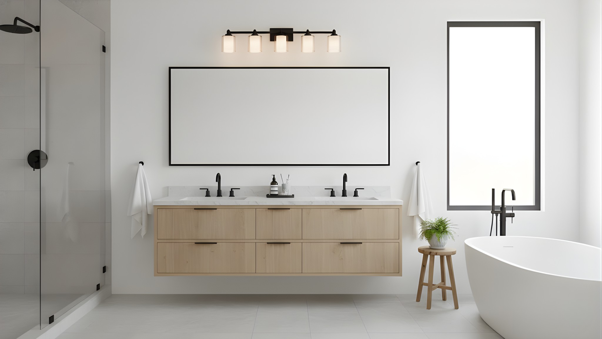 Sonora 5-Light Vanity Clear & White Glass - Transitional Vanities