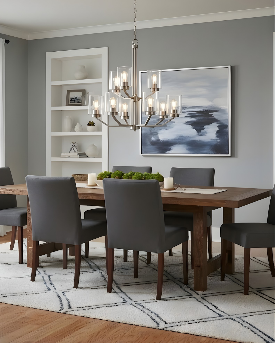 Paris 9-Light Chandelier Clear Cylinder Glass - Elegant Chandeliers