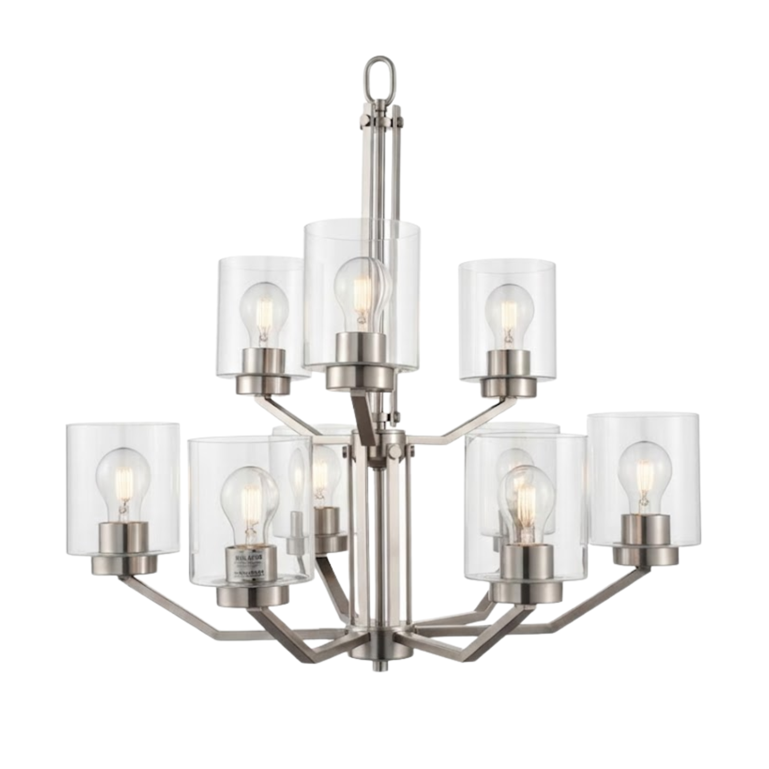 Paris 9-Light Chandelier Clear Cylinder Glass - Elegant Chandeliers