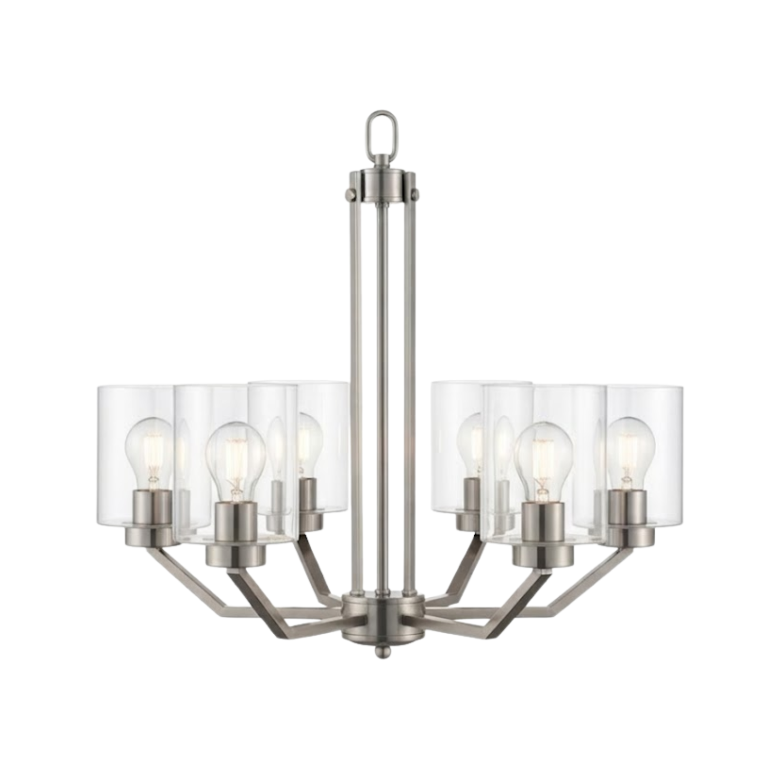 Paris 6-Light Chandelier Clear Cylinder Glass - Transitional Chandeliers