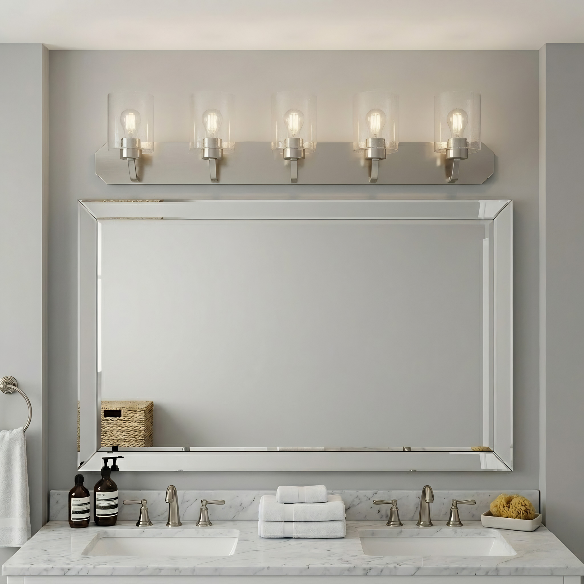 Paris 5-Light Vanity Clear Cylinder Glass - High-Design Vanities