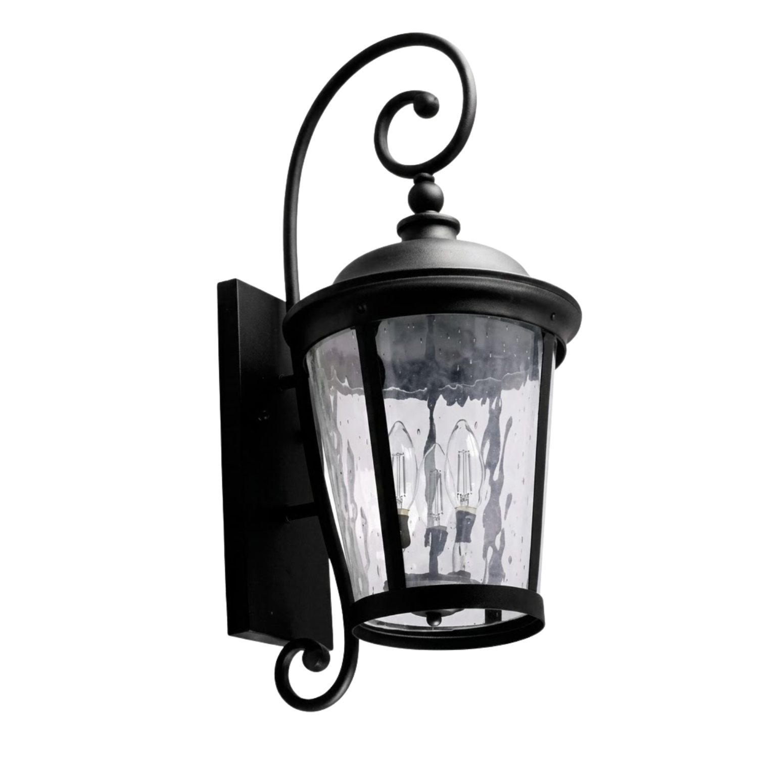 Augustine Large Upgrade Coach Light - Water Glass - Eye-Catching Exterior in Matte Black