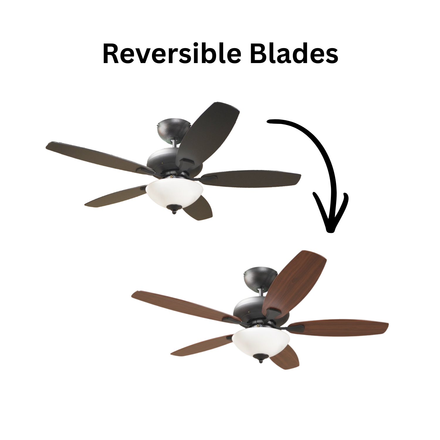 52" 5-Blade UFO Fan NK Silver/Walnut Blades 2-Light Bowl White Glass LED Kit