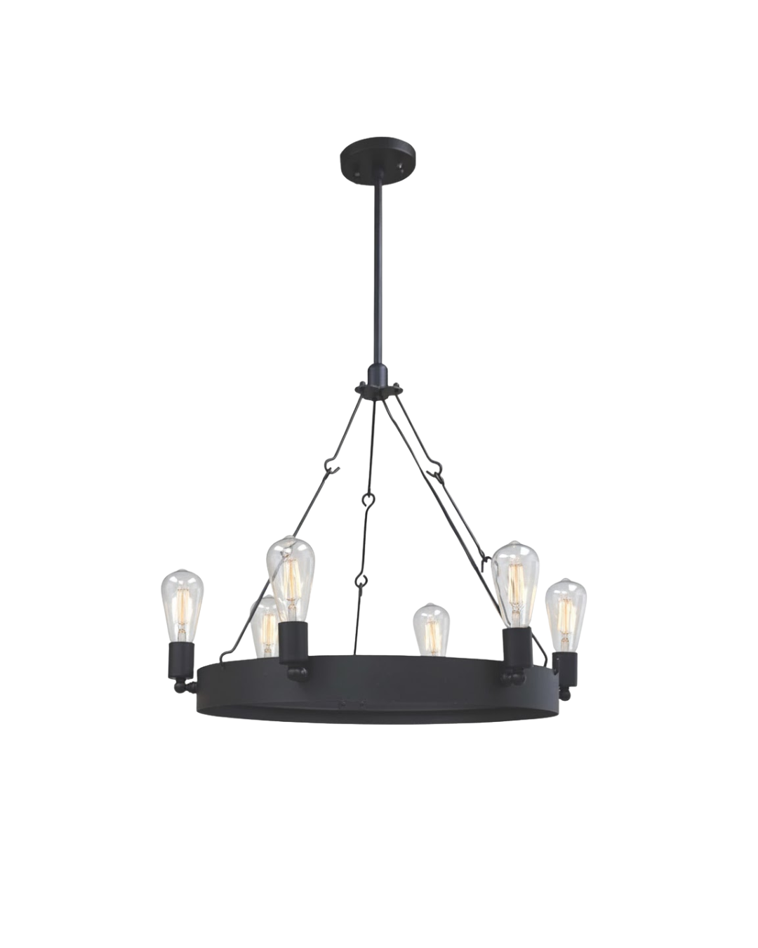 Justin 6-Light Ring Chandelier - Stylish Chandeliers in Matte Black