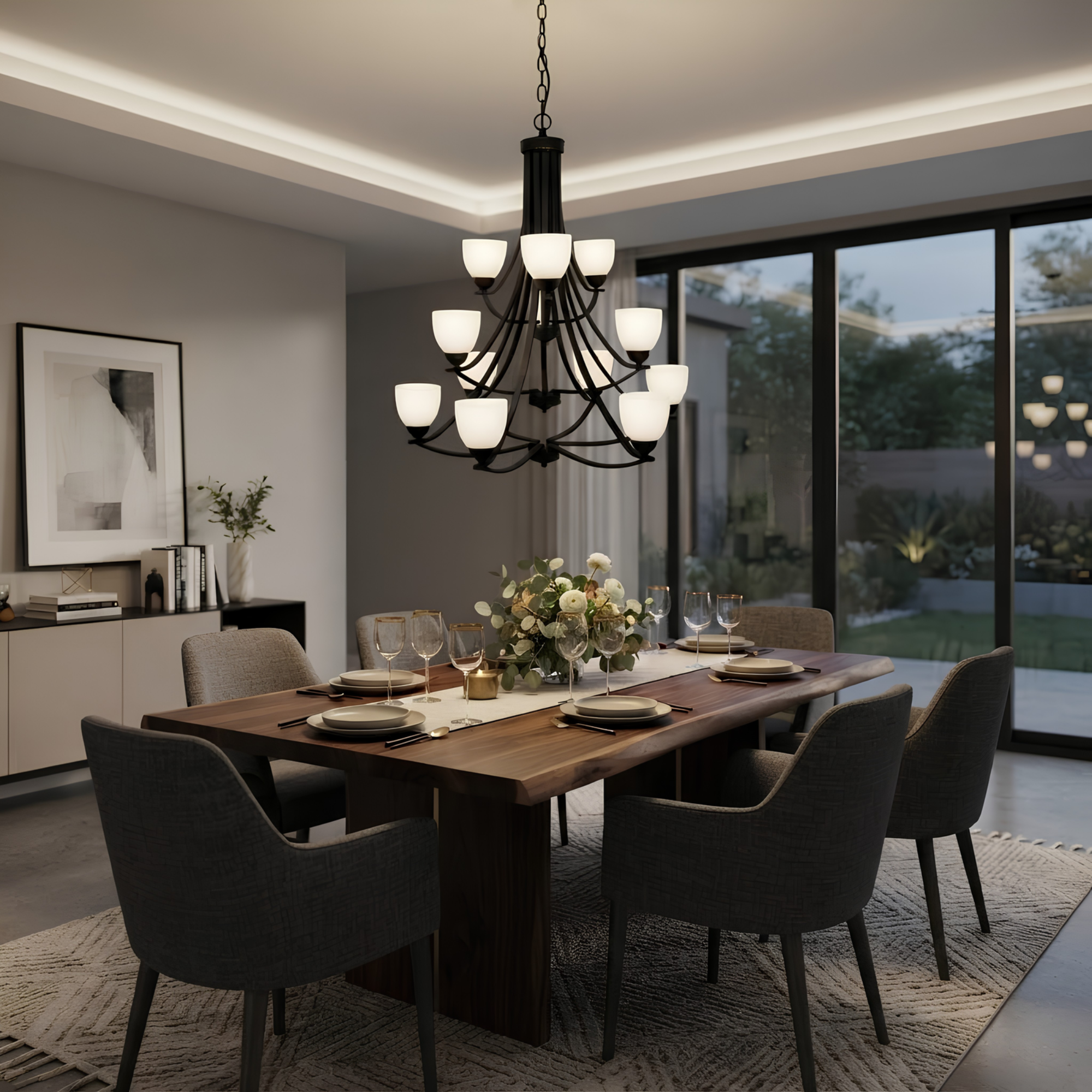 Victoria 12-Light Chandelier White Glass - Classic Chandeliers