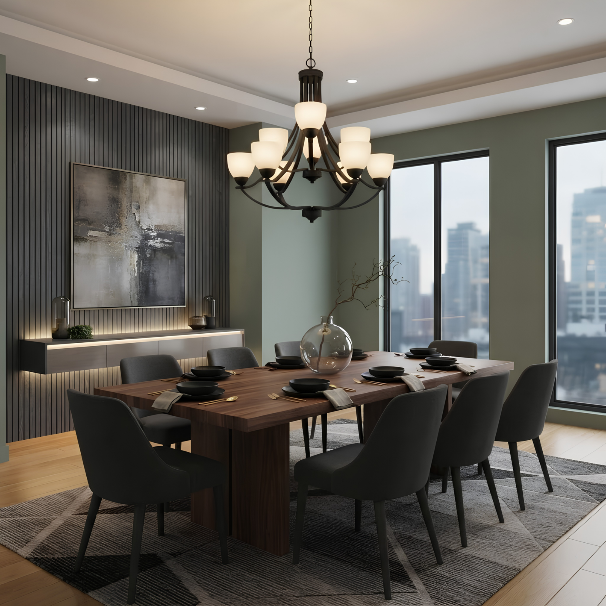 Victoria 9-Light Chandelier White Glass - High-Design Chandeliers
