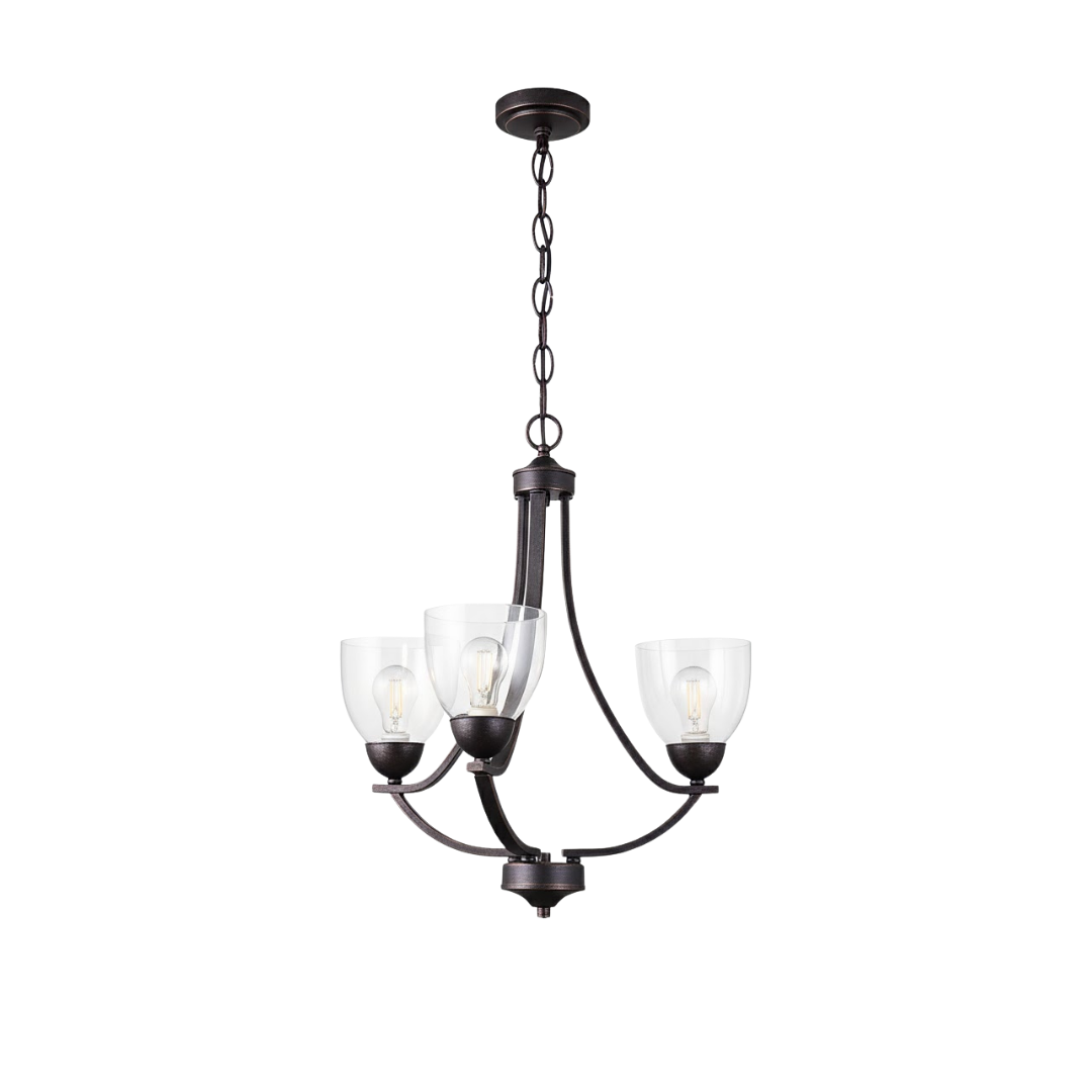 Victoria 3-Light Chandelier Clear Glass - Clean-Line Chandeliers