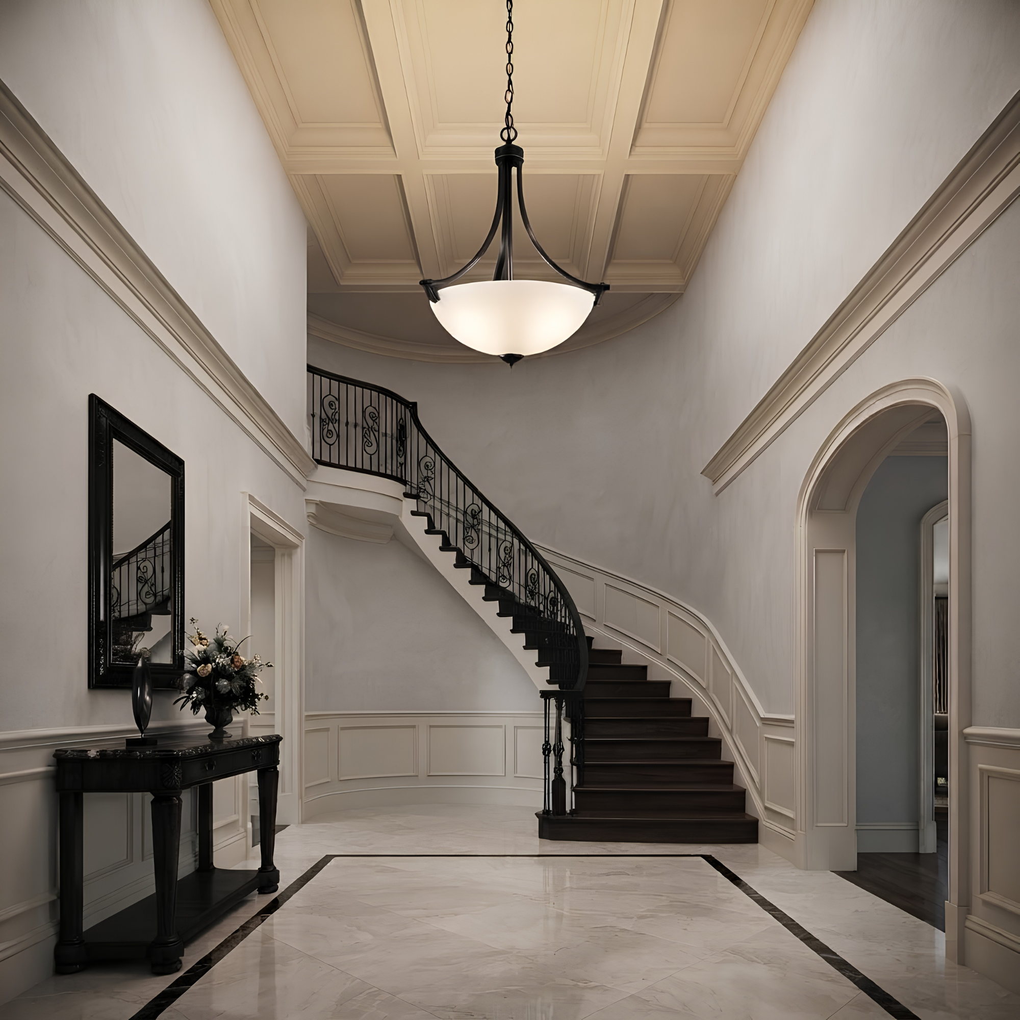 Victoria 3-Light Entry - White Glass - Clean-Line Pendants
