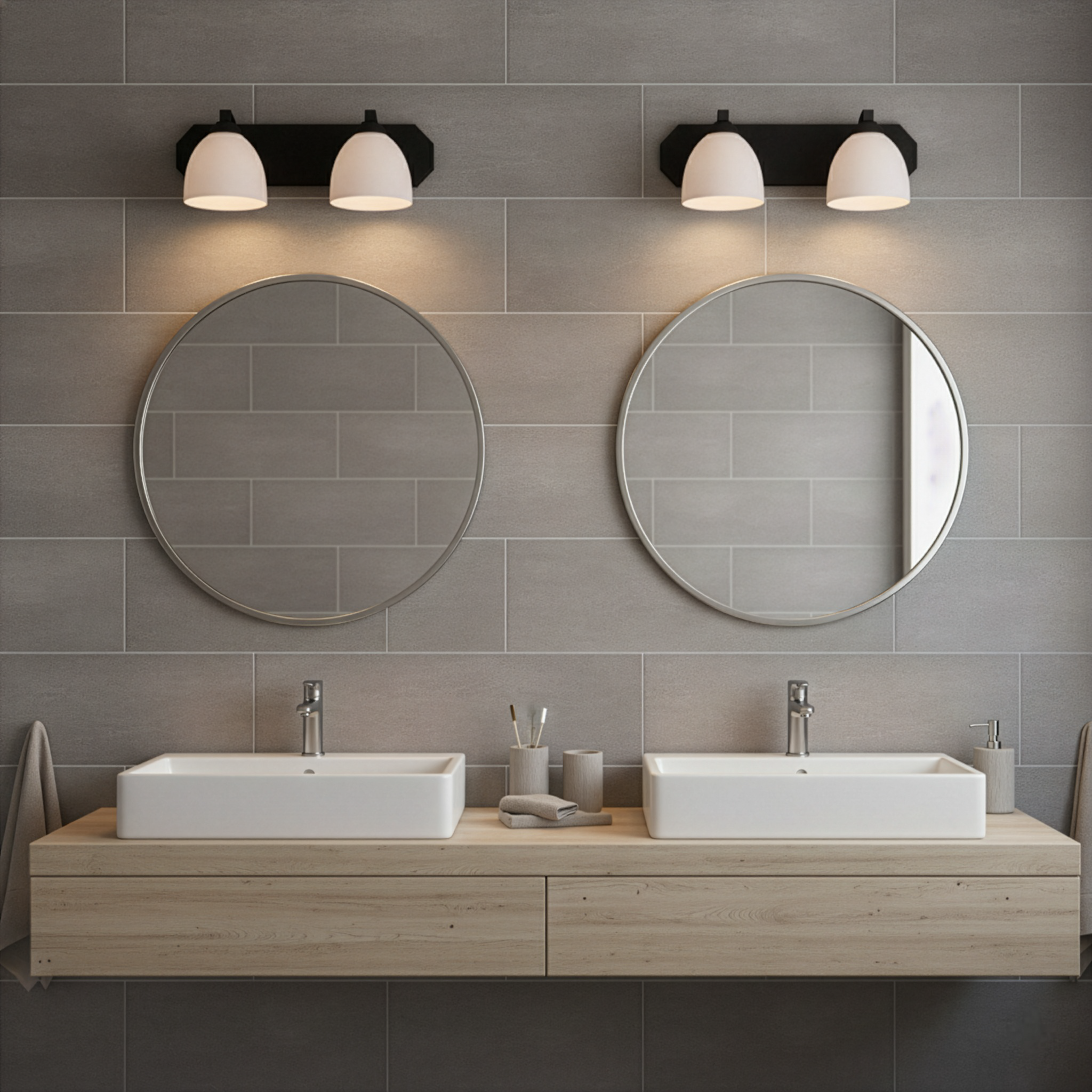 2-Light Contemporary Vanity White Glass - Contemporary Vanities