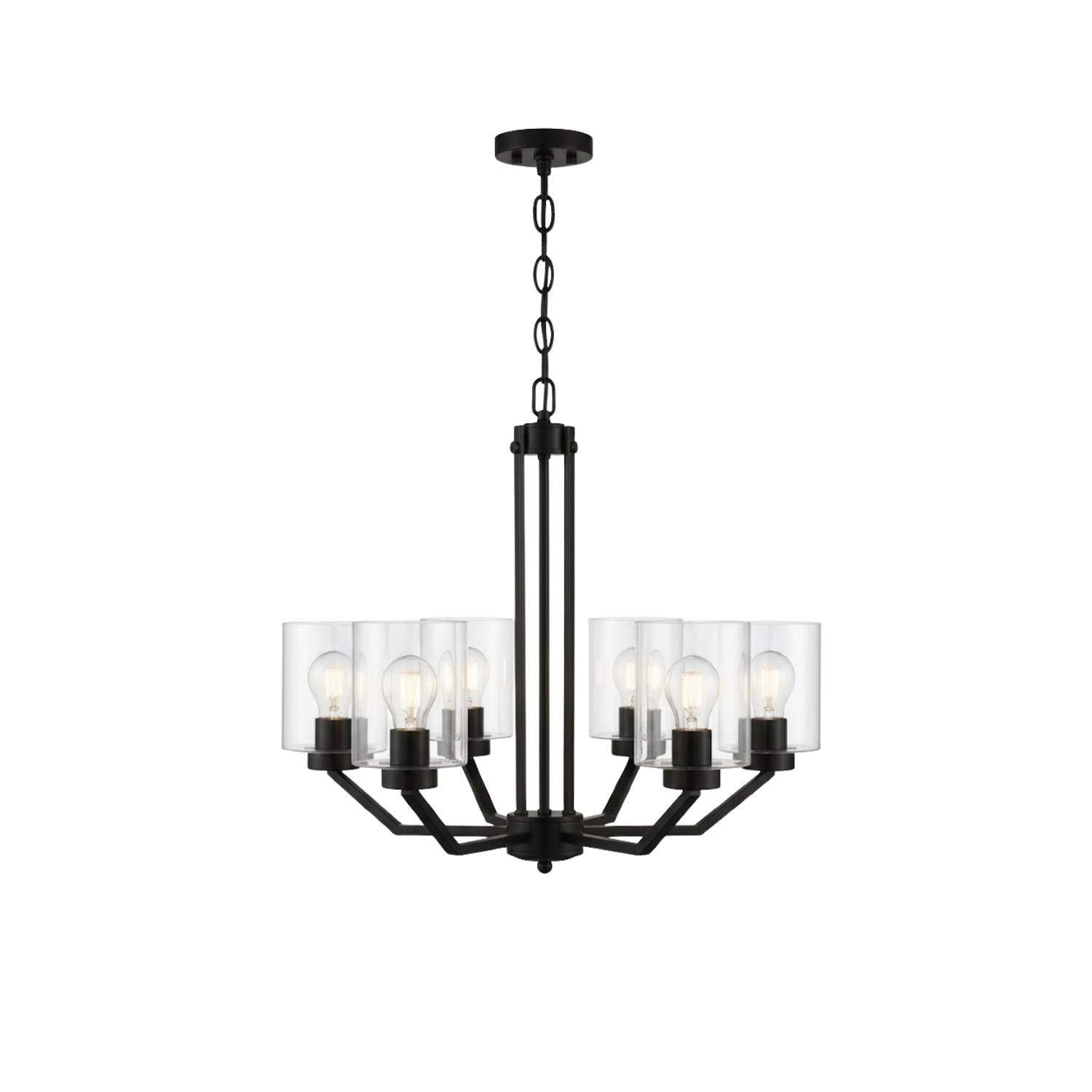 Paris 6-Light Chandelier Clear Cylinder Glass - Transitional Chandeliers