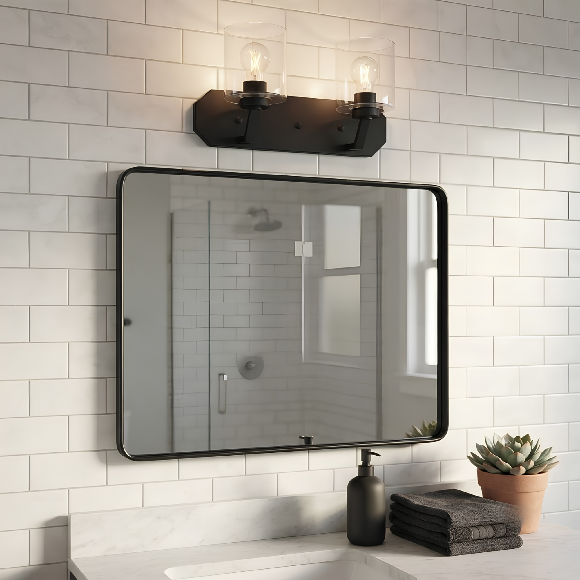 Paris 2-Light Vanity Clear Cylinder Glass - Clean-Line Vanities