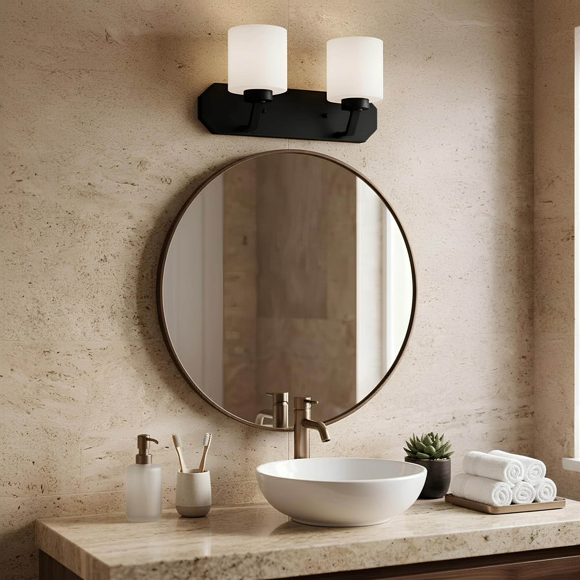 Paris 2-Light Vanity - White Cylinder Glass - Eye-Catching Vanities