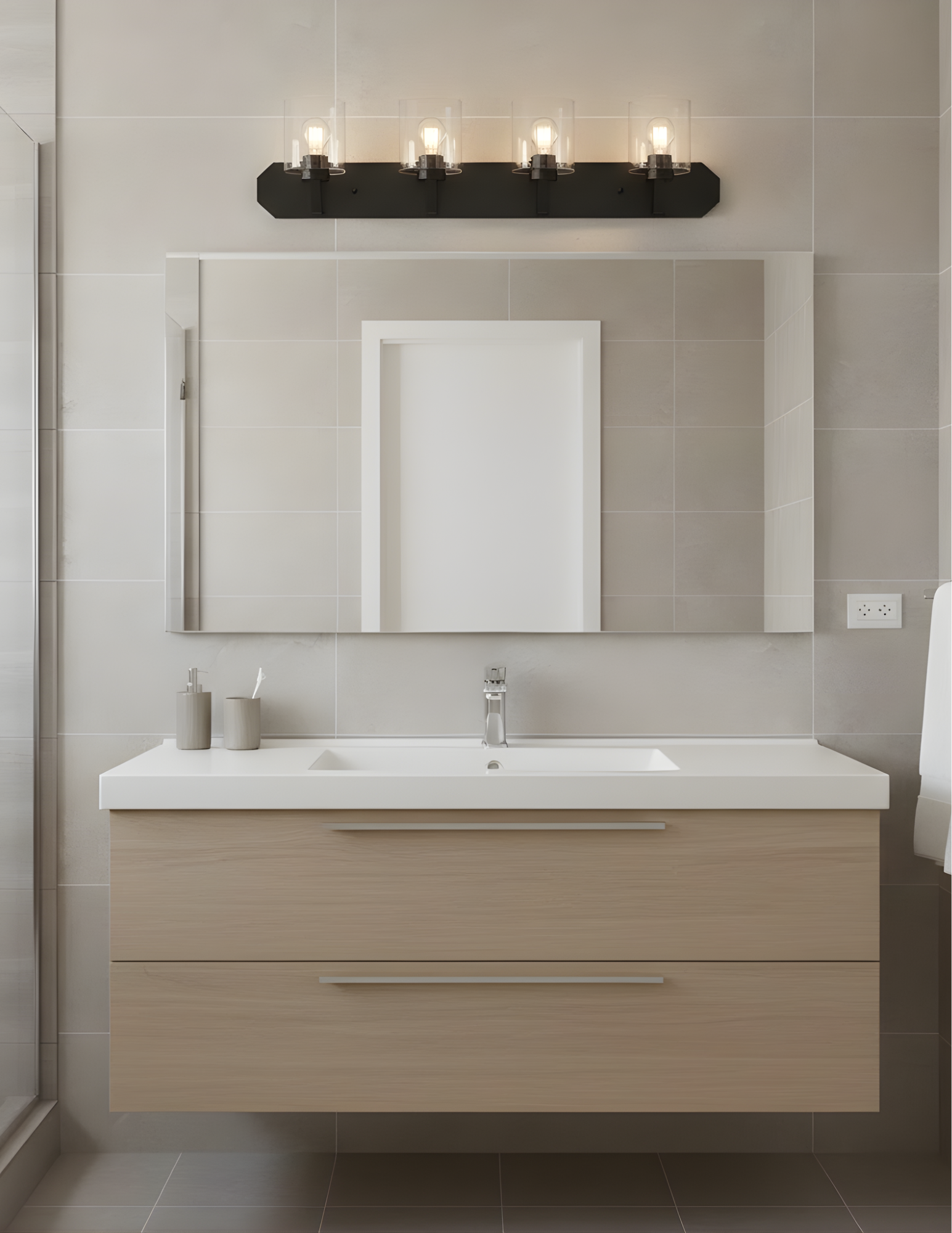 Paris 4-Light Vanity Clear Cylinder Glass - Functional Vanities