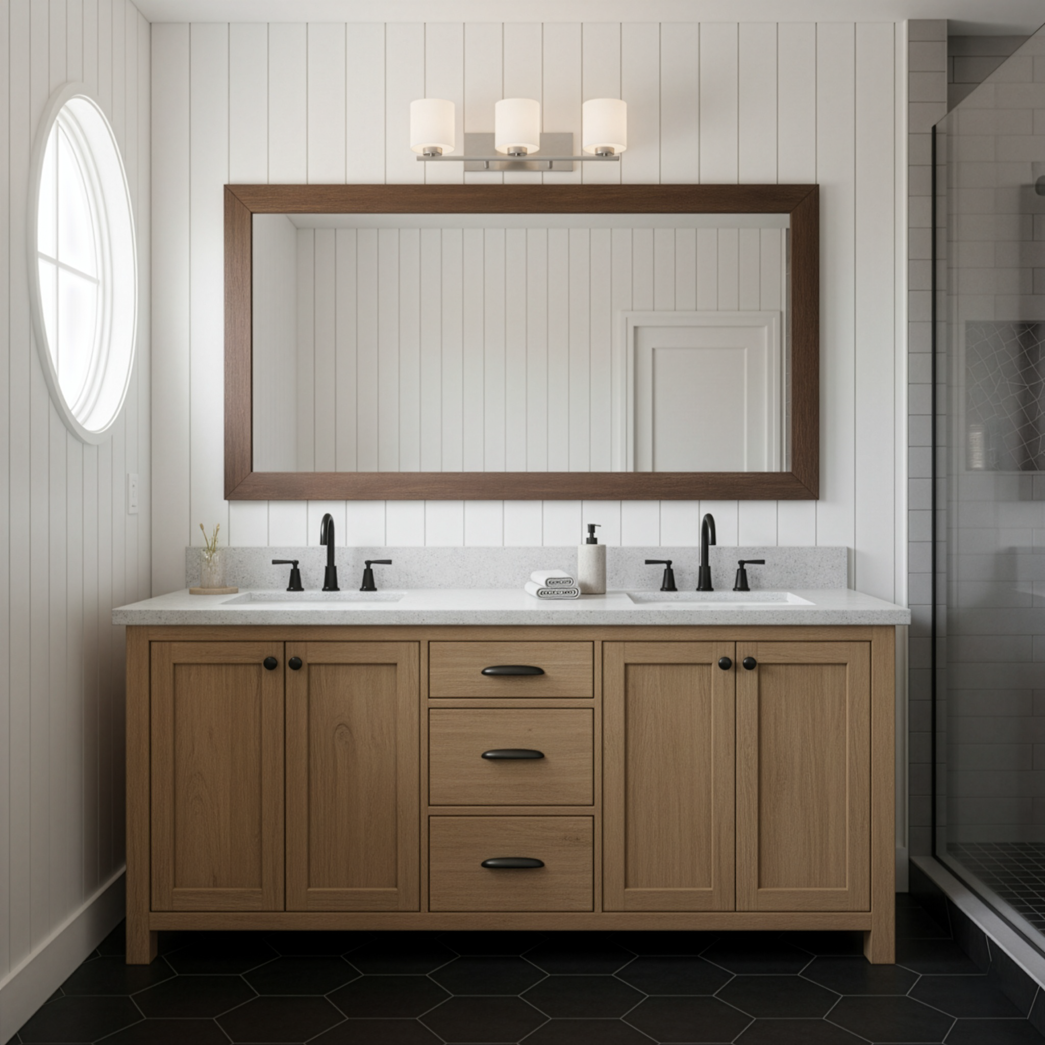 3-Light White Glass Vanity - Bold Vanities