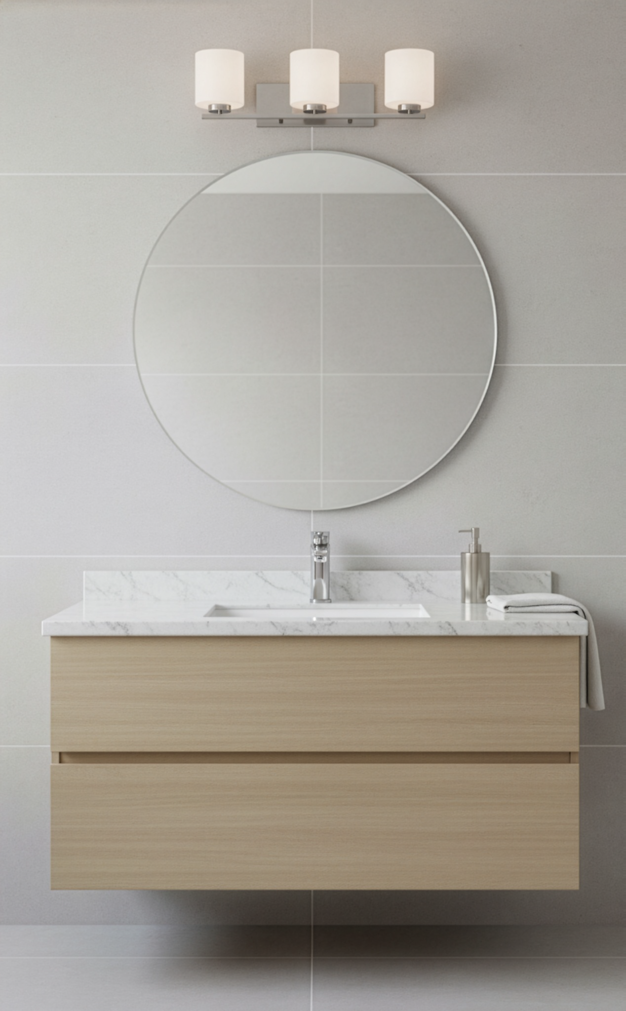 3-Light White Glass Vanity - Bold Vanities