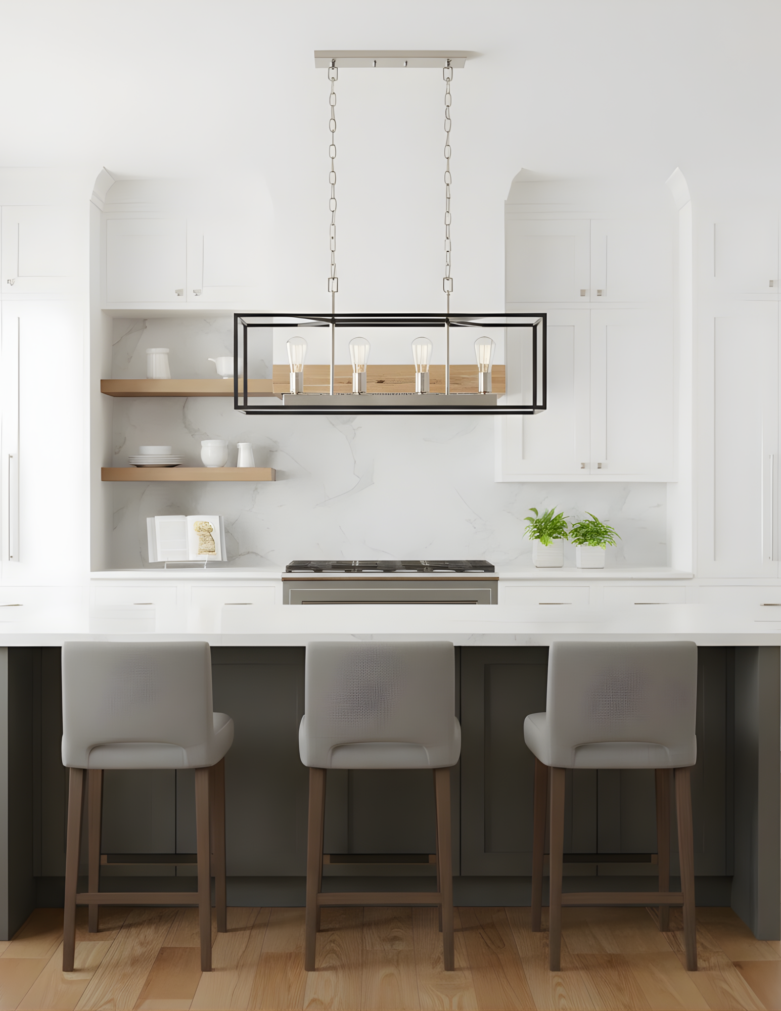 Rosslyn 4-Light Chandelier with Accents - Sophisticated Pendants in Matte Black / Brushed Nickel