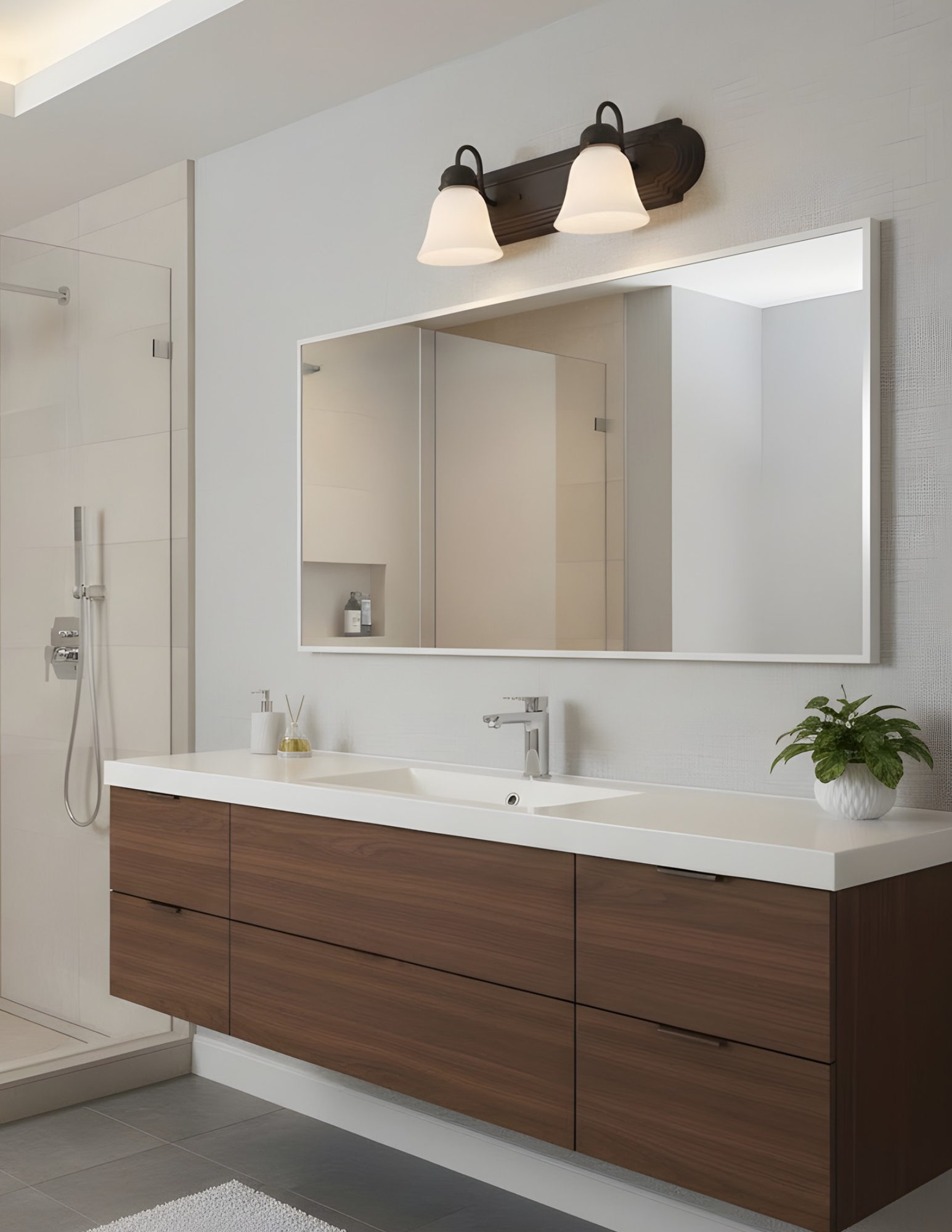 2-Light Racetrack w/Arms G-423 - Transitional Vanities in Matte Black