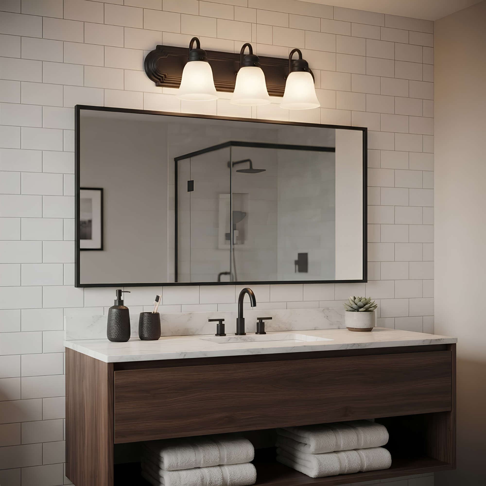 3-Light Racetrack w/Arms - G-423 - Elegant Vanities