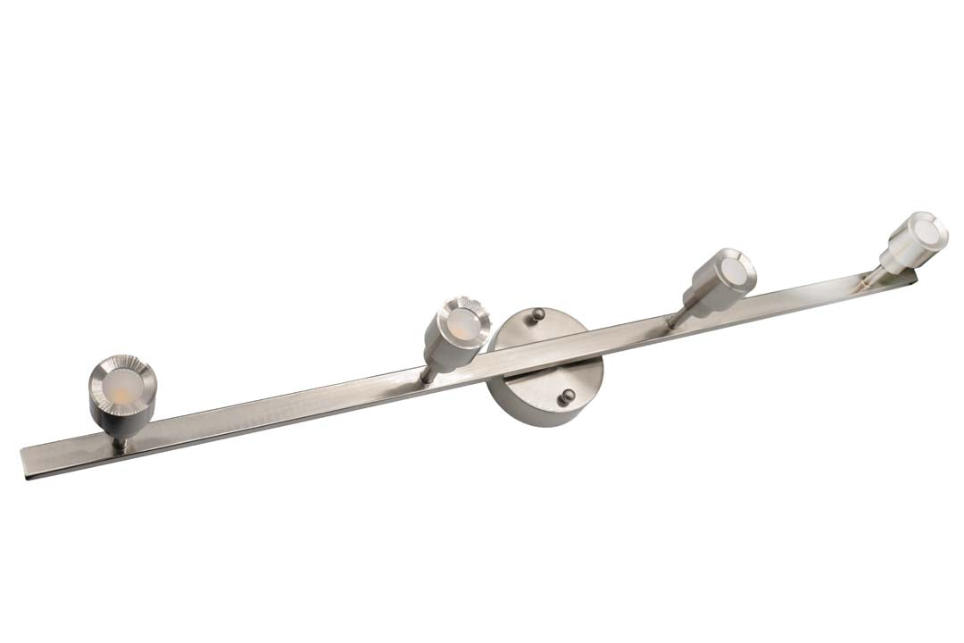 4-Head LED Bar Light - 4 x 7W LED heads 2700K - Minimalist Track Lights in Brushed Nickel