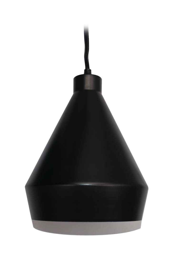 1-Light Matte Black Modern Corded Steel Shade Pendant