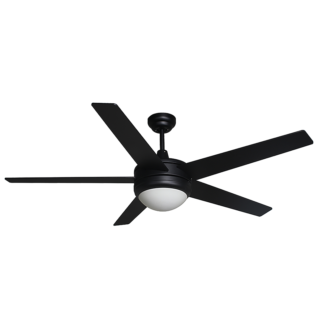 5-Blade Contemporary Ceiling Fan - Matte Black/Walnut Blades - Classic Indoor Fans in Matte Black