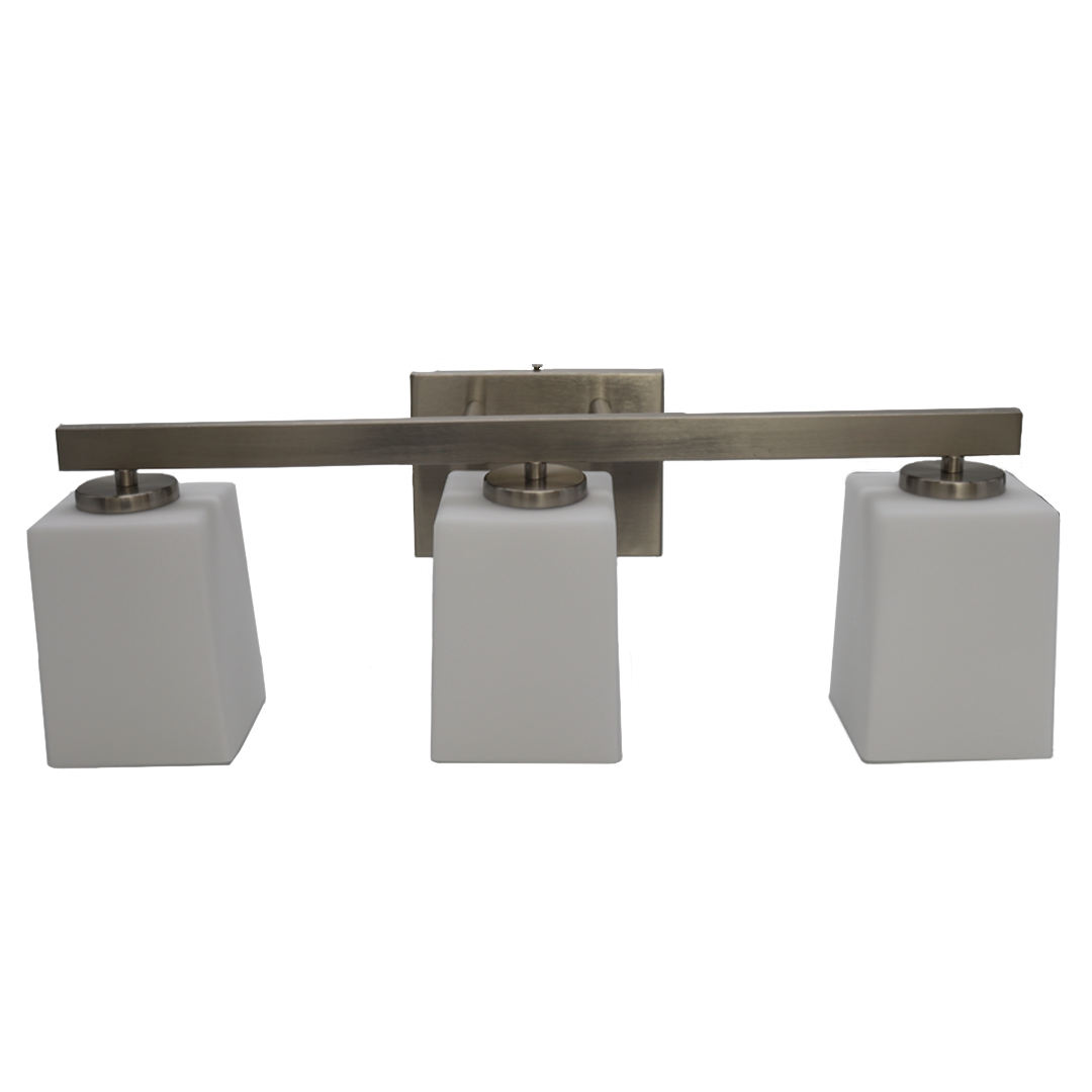 3-Light Vanity - Opal Glass - Refined Pendants in Brushed Nickel