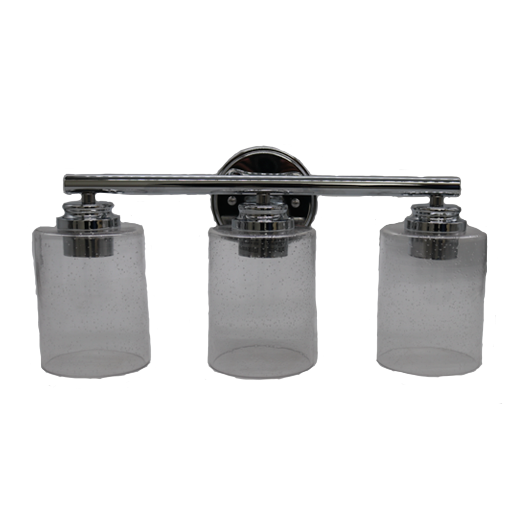 3-Light Vanity - Clear Seeded GlassR - Refined Vanities in Chrome