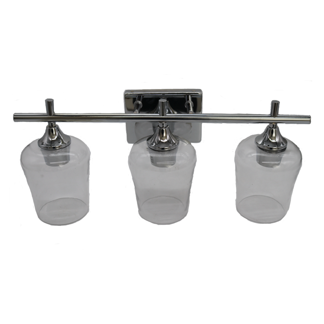 3-Light Vanity - Clear Glass - Chrome - Sleek Vanities