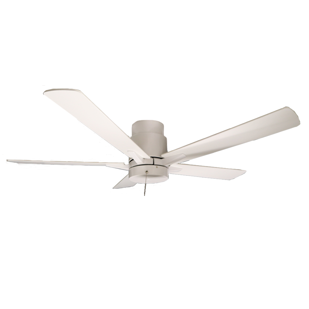 5-Blade 52" Pullchain Fan - Light Kit not included - Minimalist Indoor Fans in White