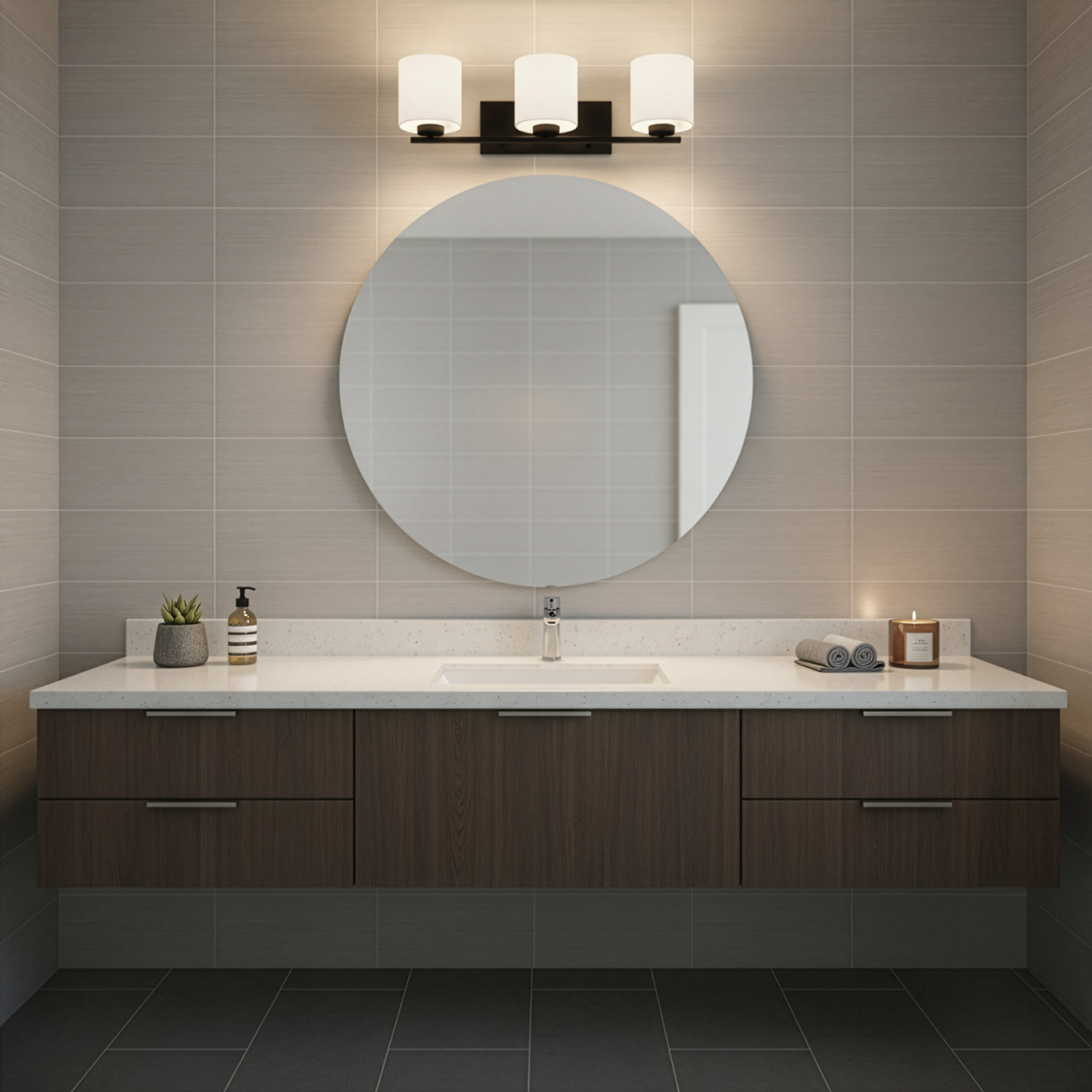 3-Light White Glass Vanity - Bold Vanities