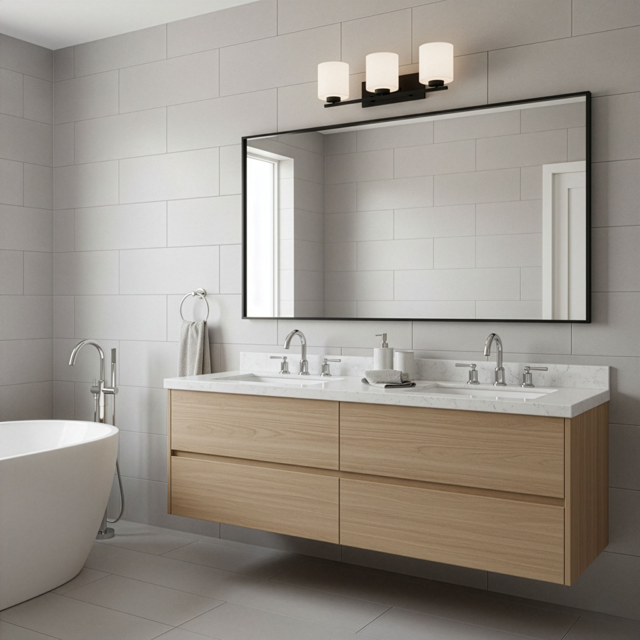 3-Light White Glass Vanity - Bold Vanities