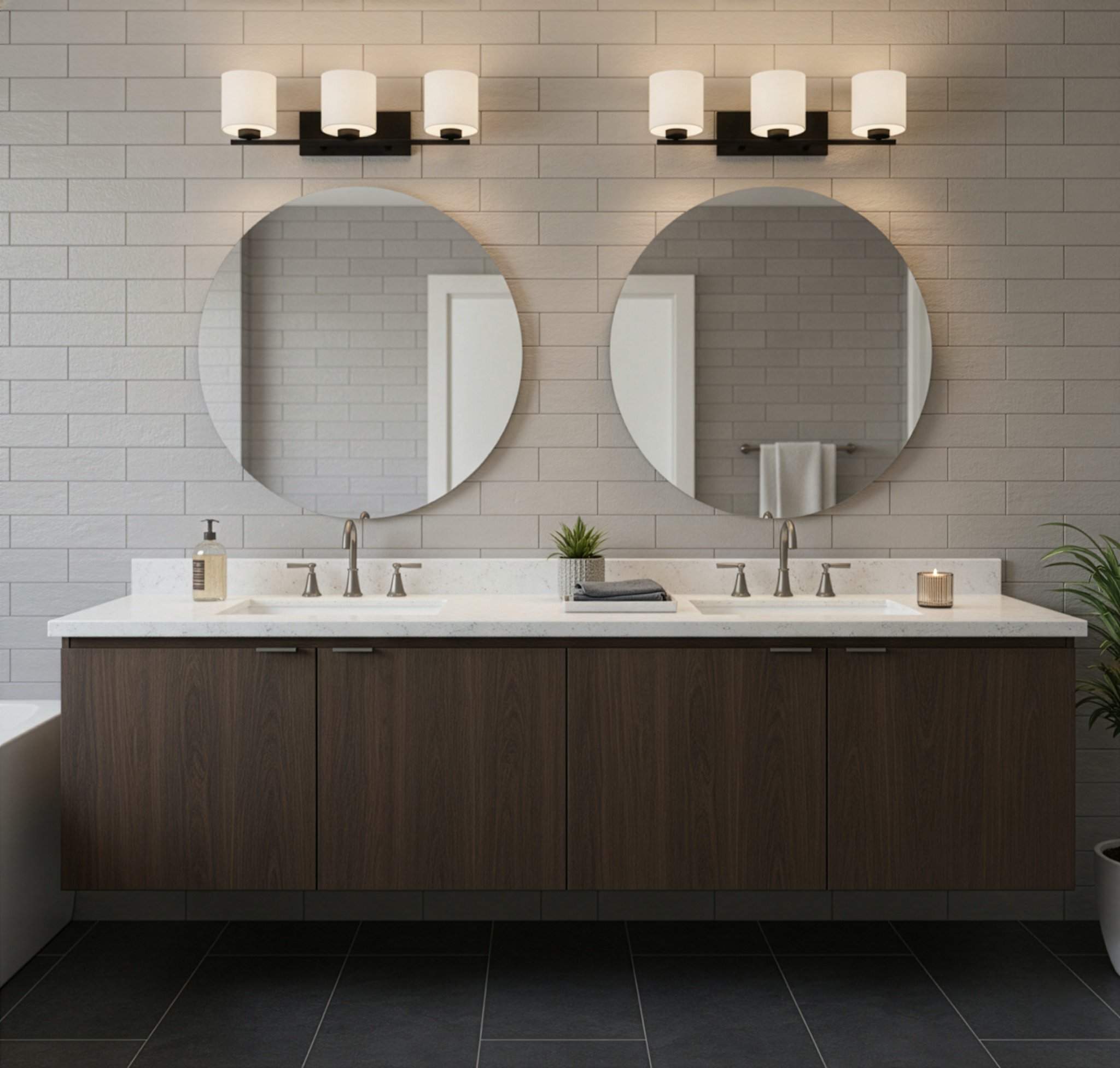 3-Light White Glass Vanity - Bold Vanities