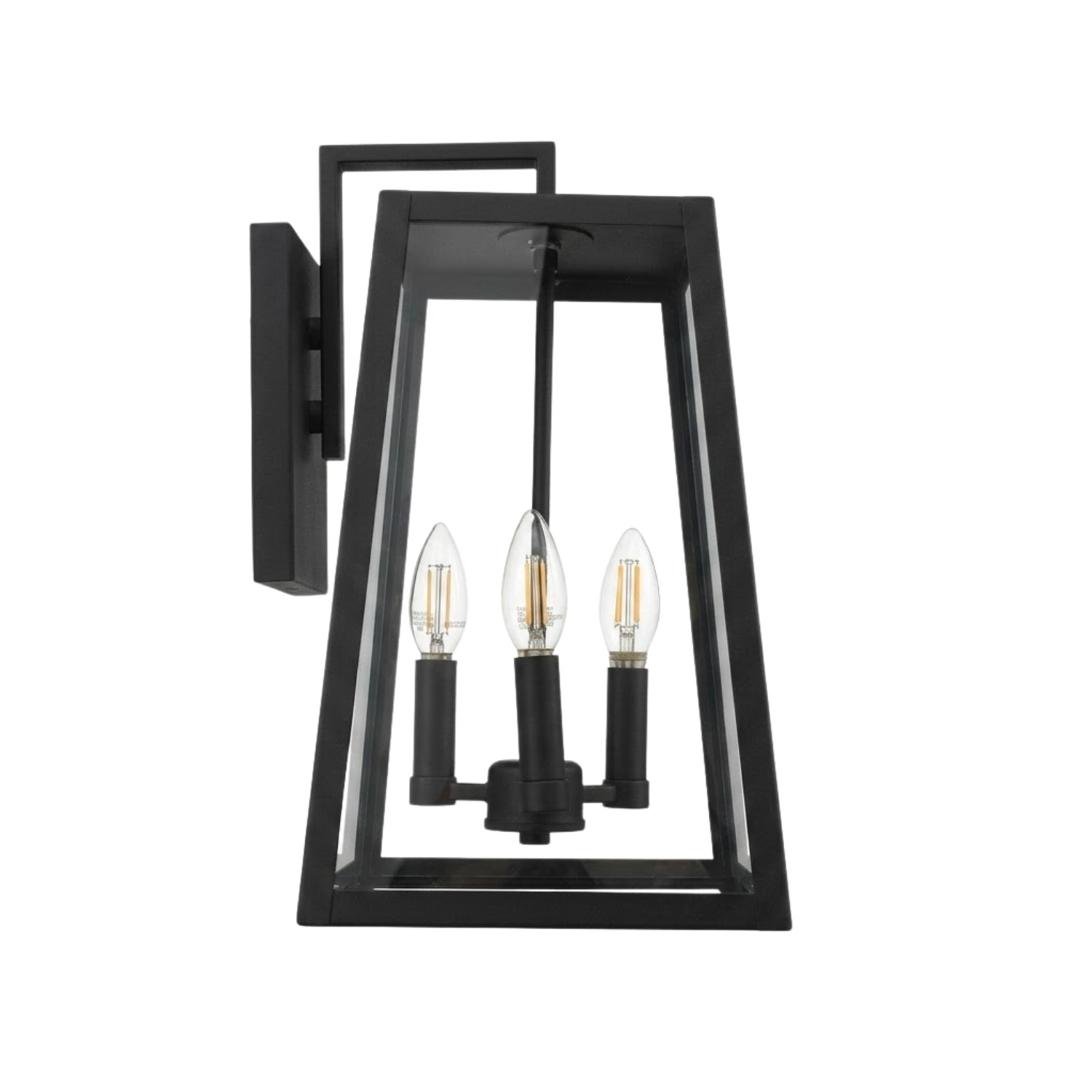 Gilbert Medium 3-Light Clear Glass Trapezoid Coach Light - TBK