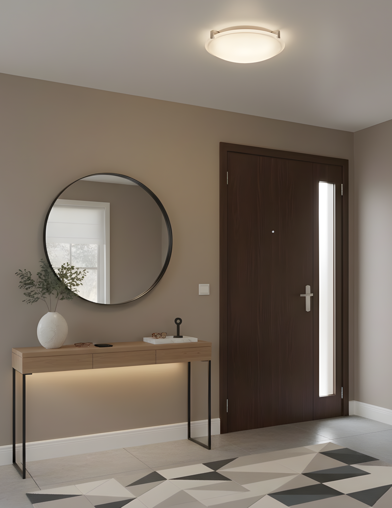 3-Light 3 Square Tab Ceiling Mount White Glass - Architectural-Inspired Ceiling Mounts in Brushed Nickel