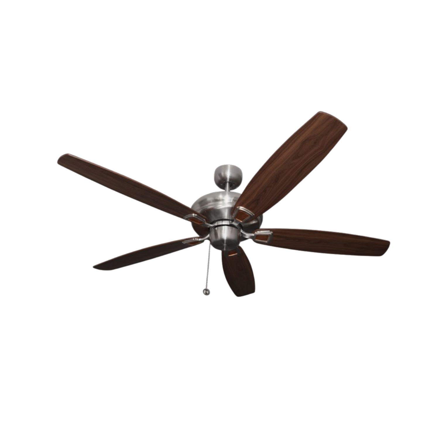 Phantom 5-Blade 56" Upgrade Fan Silver/Walnut Blades - Stylish Indoor Fans in Brushed Nickel