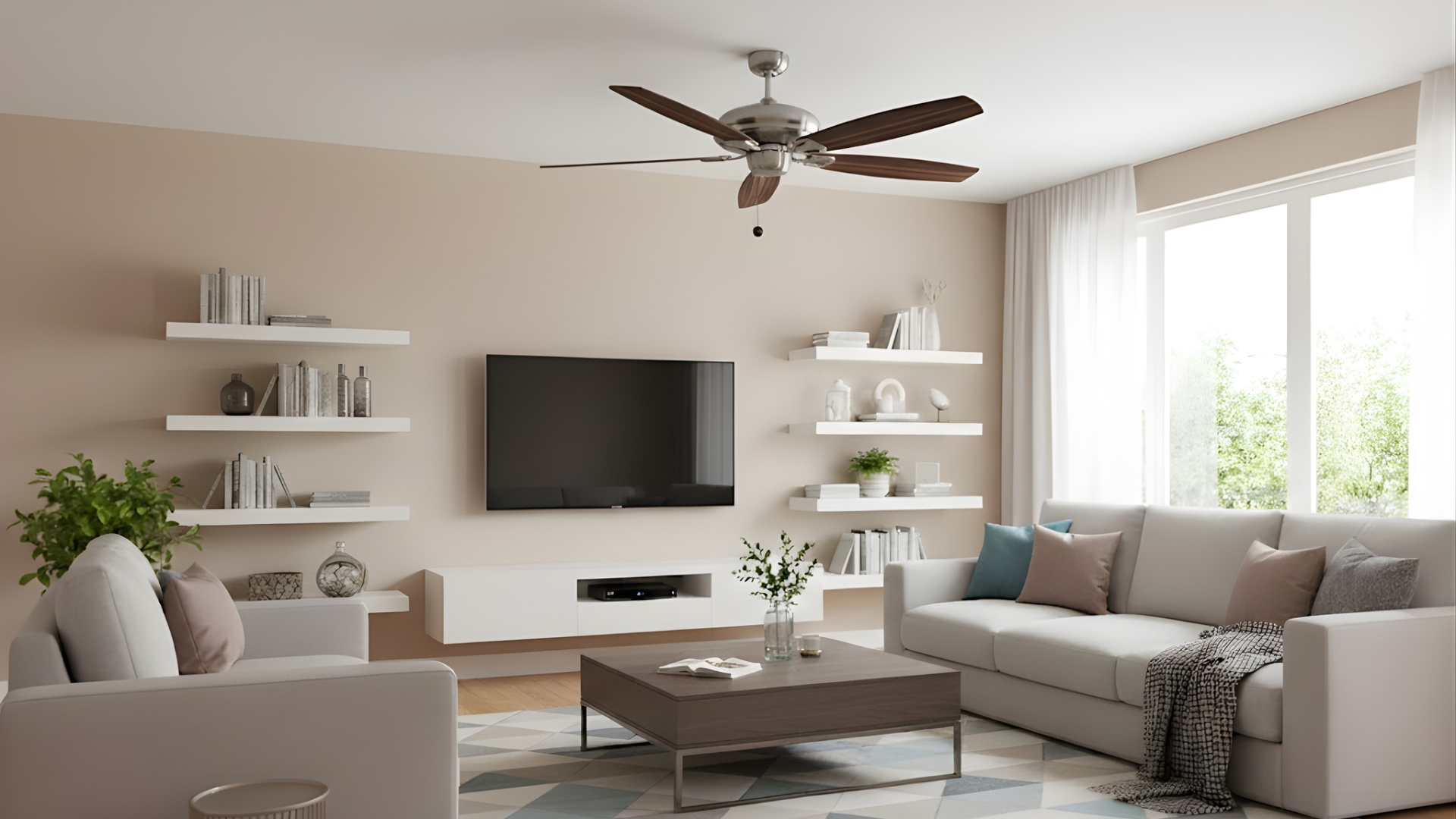 Phantom 5-Blade 56" Upgrade Fan Silver/Walnut Blades - Stylish Indoor Fans in Brushed Nickel