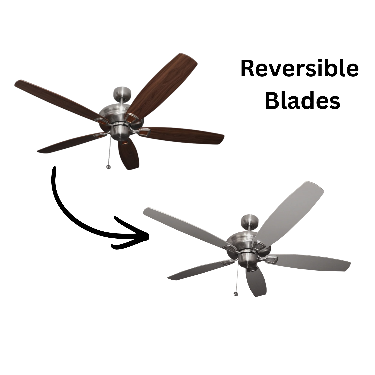 Phantom 5-Blade 56" Upgrade Fan Silver/Walnut Blades - Stylish Indoor Fans in Brushed Nickel