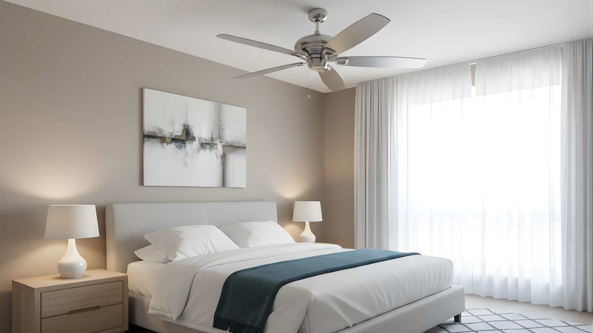 Phantom 5-Blade 56" Upgrade Fan Silver/Walnut Blades - Stylish Indoor Fans in Brushed Nickel