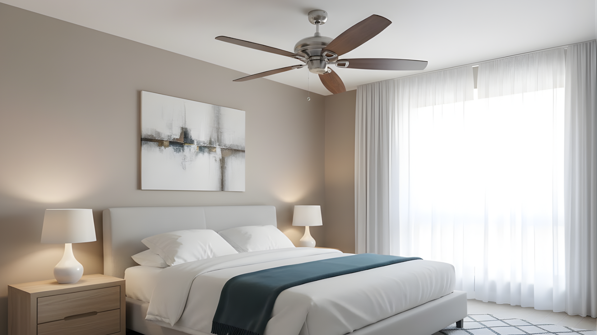 Phantom 5-Blade 56" Upgrade Fan Silver/Walnut Blades - Stylish Indoor Fans in Brushed Nickel