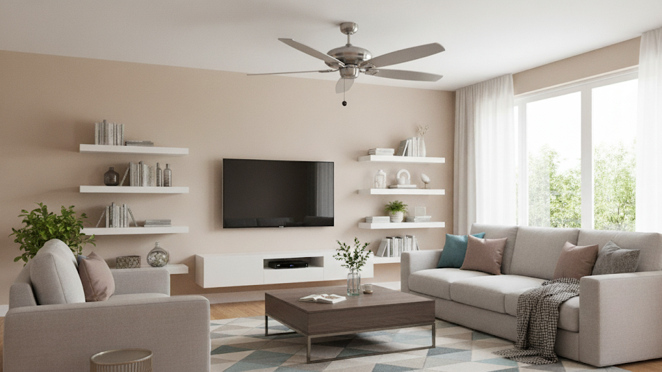 Phantom 5-Blade 56" Upgrade Fan Silver/Walnut Blades - Stylish Indoor Fans in Brushed Nickel