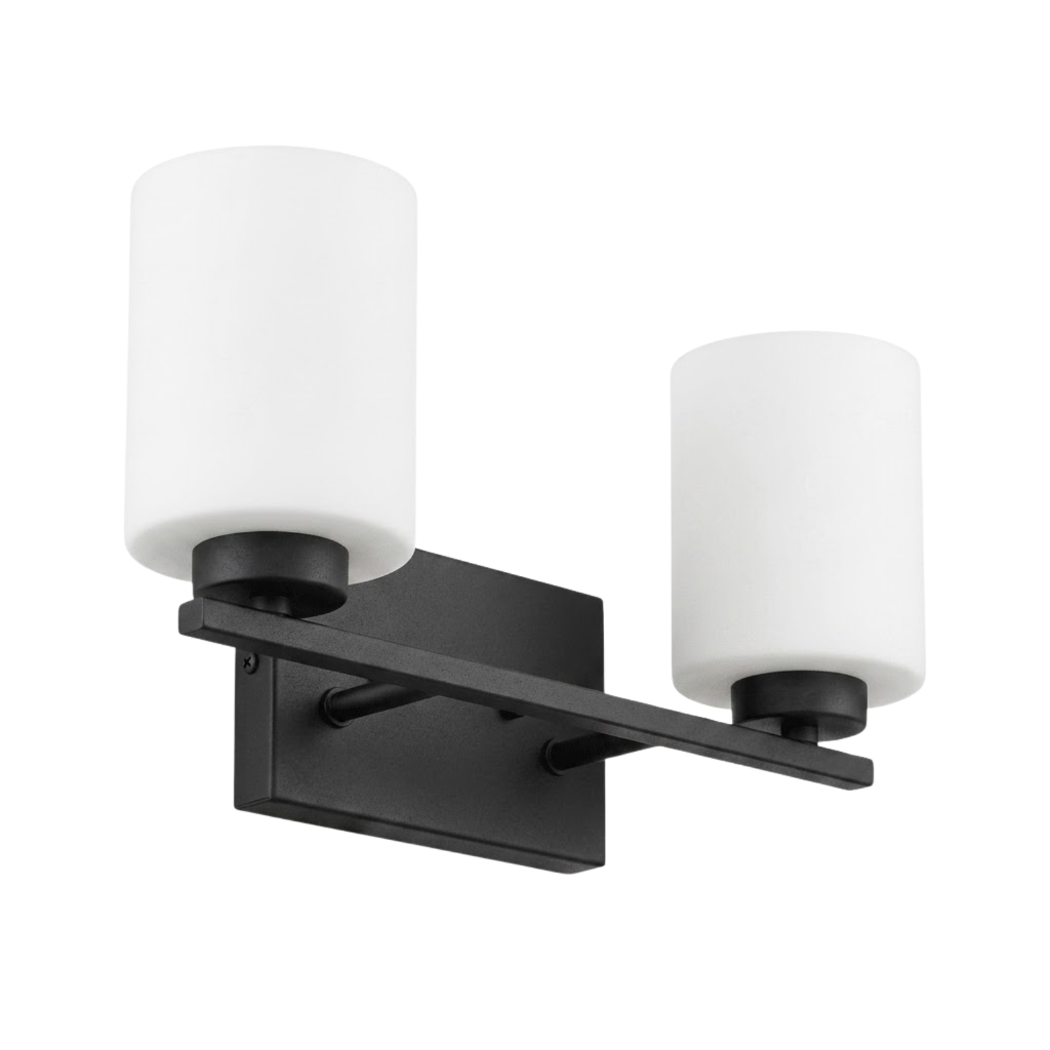 2-Light White Glass Vanity - Statement-Making Vanities in Matte Black