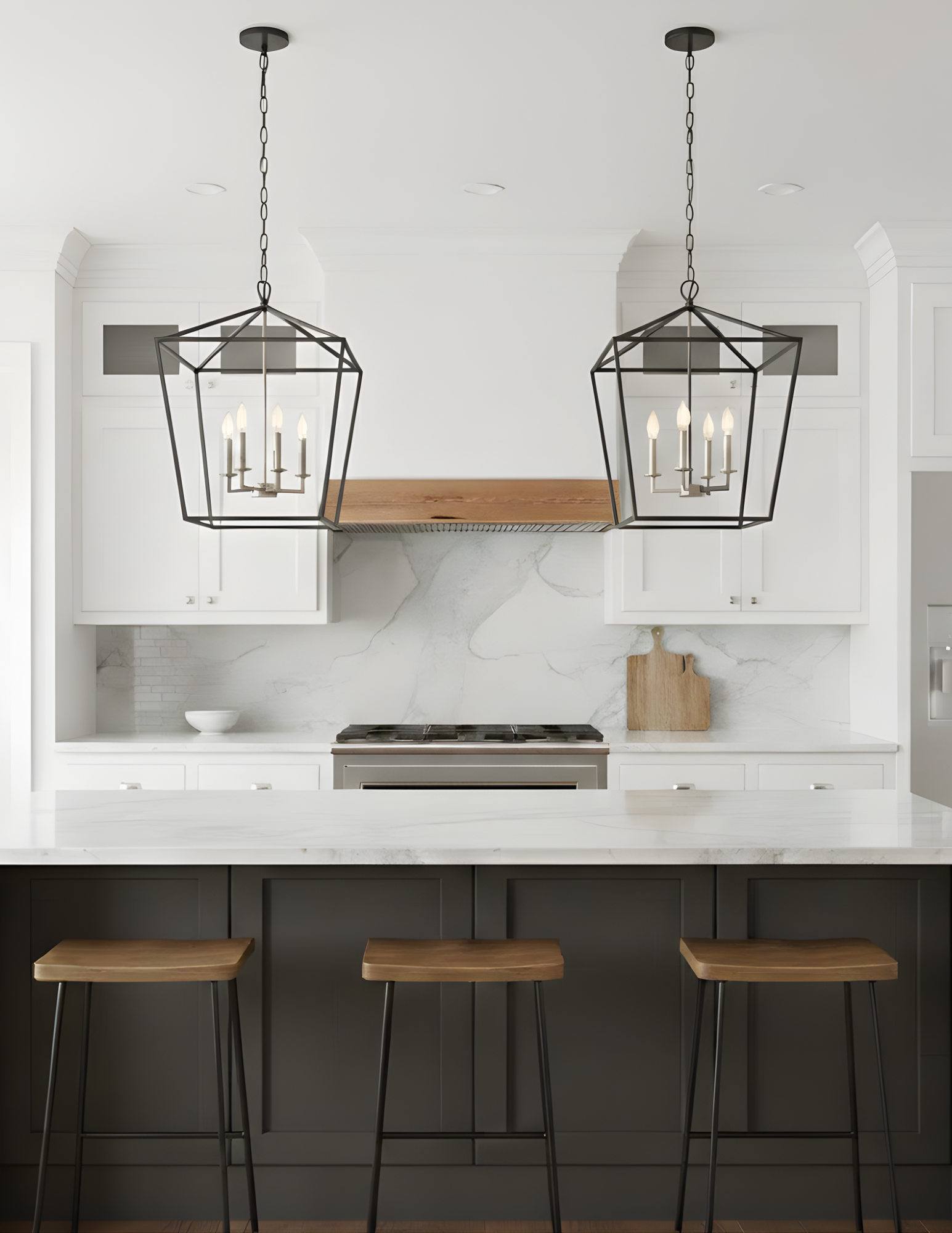 4-Light Open Cage Entry - Sleek Pendants
