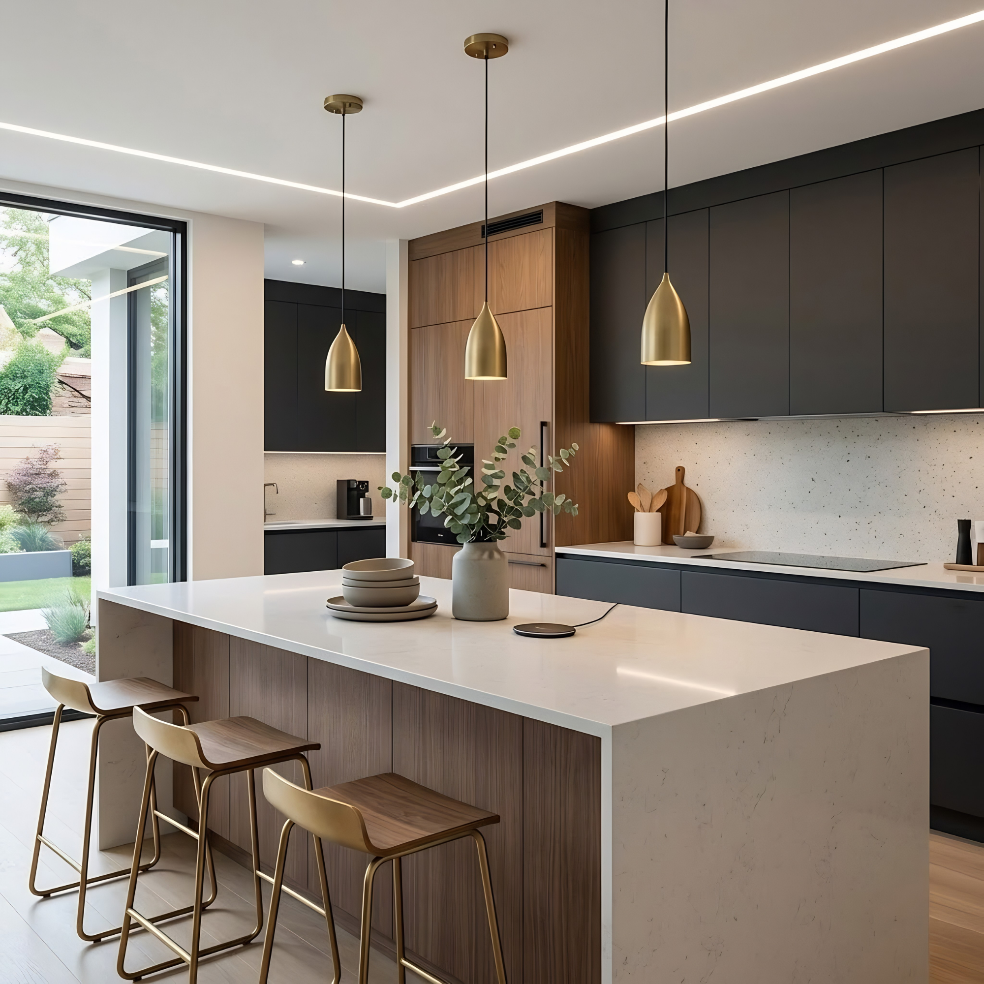The Bullet 1-Light Small Metal Shade Bullet Pendant/SV - Sleek Pendants in Champagne Gold