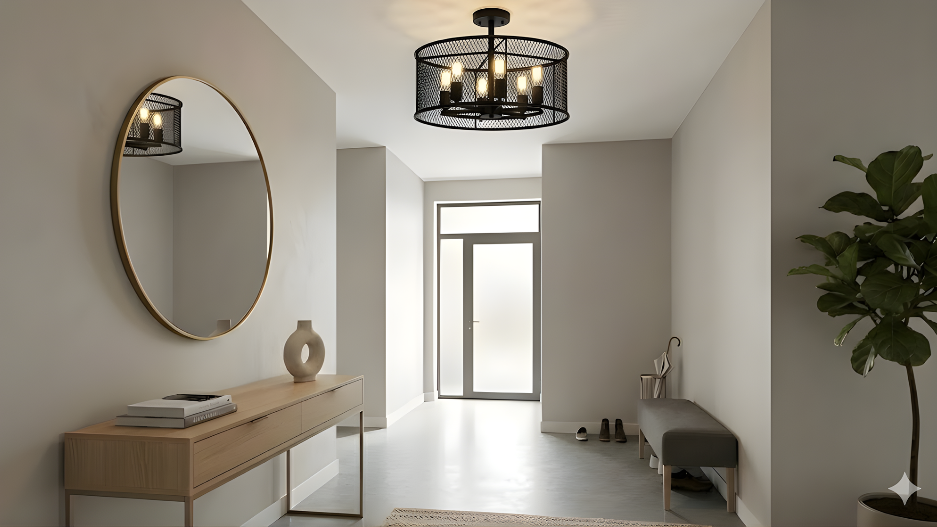 Rimini 6-Light Steel Mesh Shade Semi Flush Mount - Elegant Ceiling Mounts