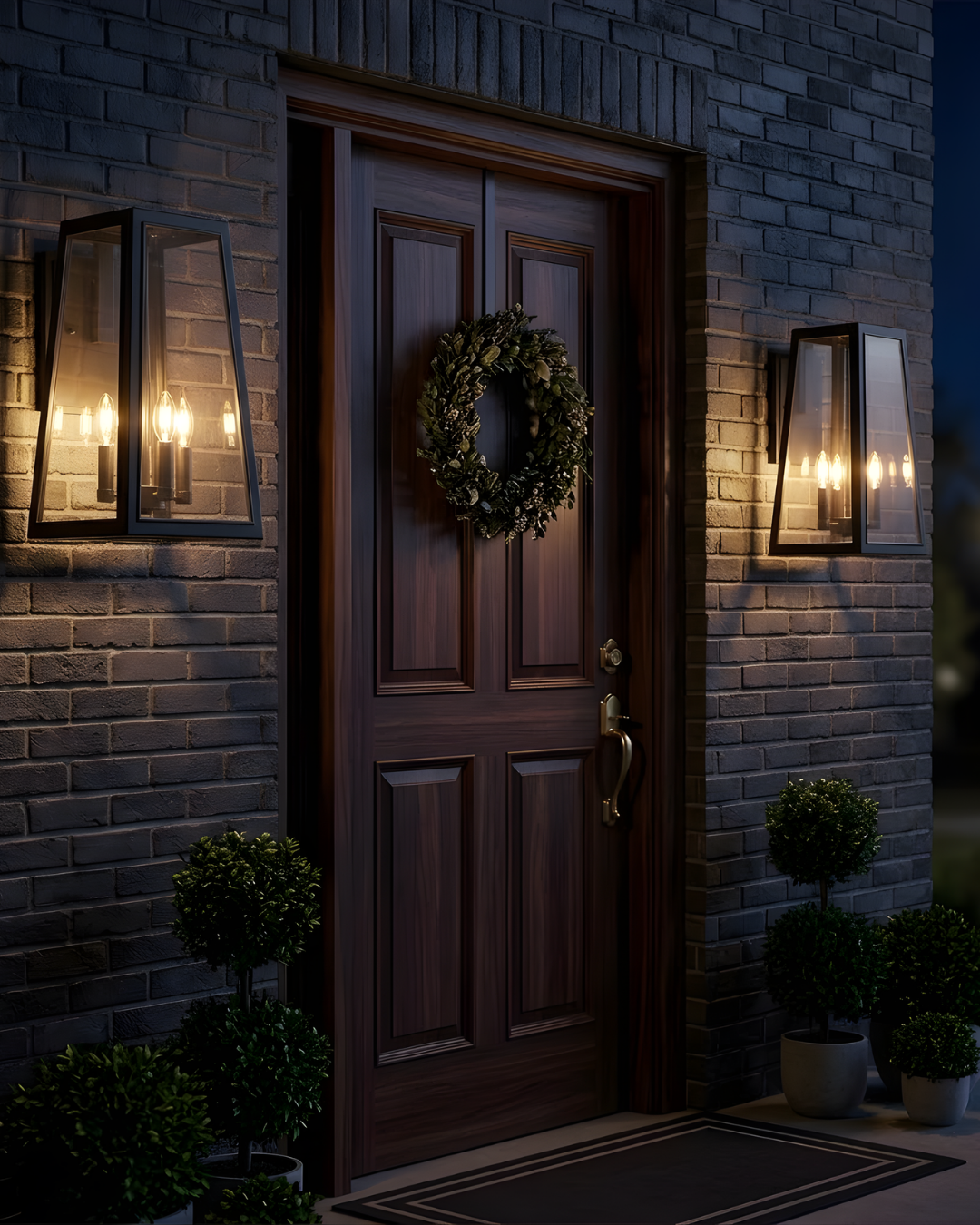 Herbert Large 4-Light Clear Glass Trapezoid Coach Light - Statement-Making Exterior in Matte Black