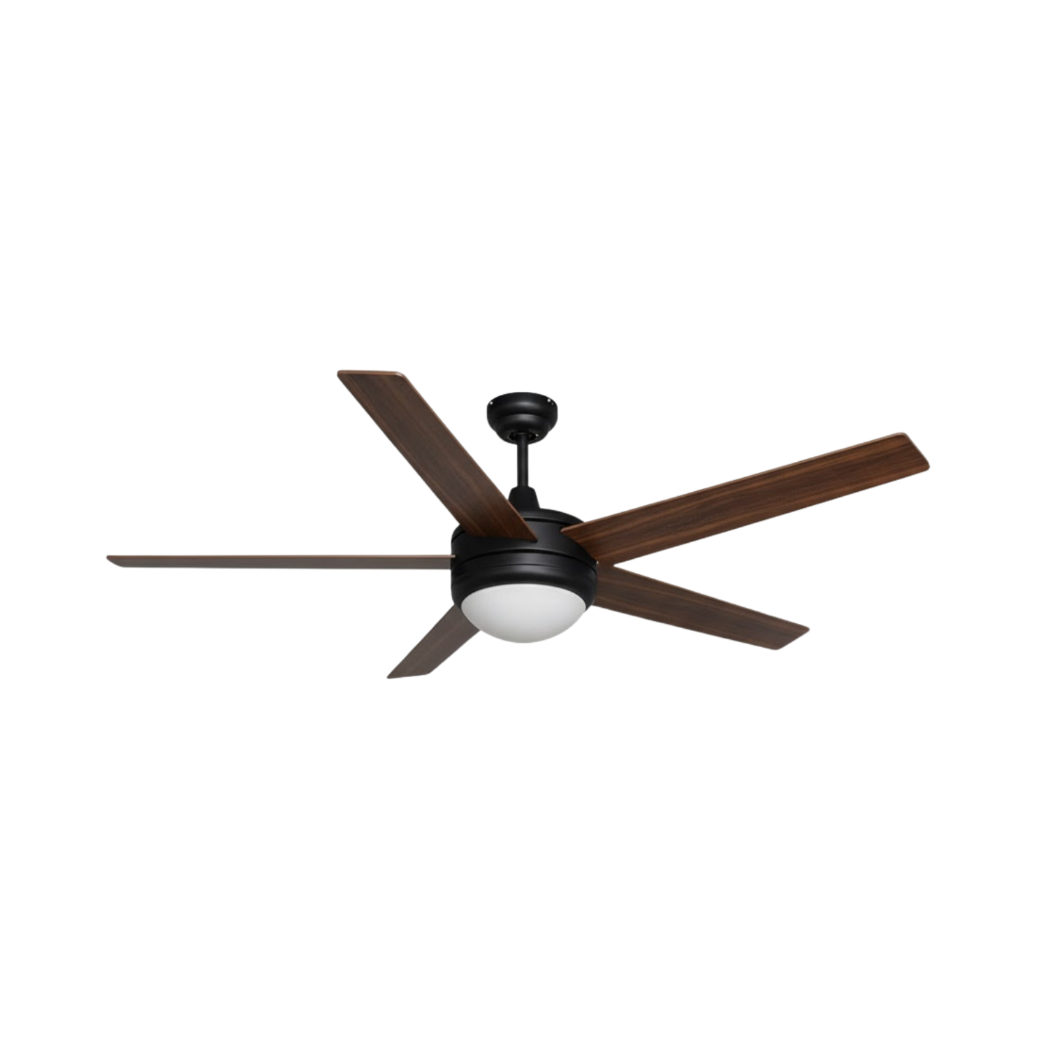 5-Blade Contemporary Ceiling Fan - Matte Black/Walnut Blades - Classic Indoor Fans in Matte Black