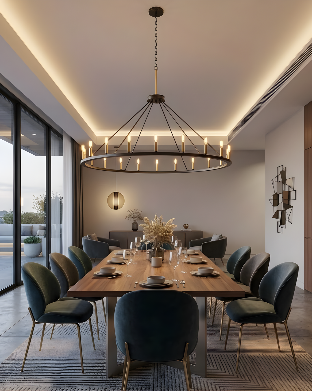 18 Light 60" Big Ring Single Tier Chandelier T6-3K Lamps Included - Eye-Catching Chandeliers in Matte Black