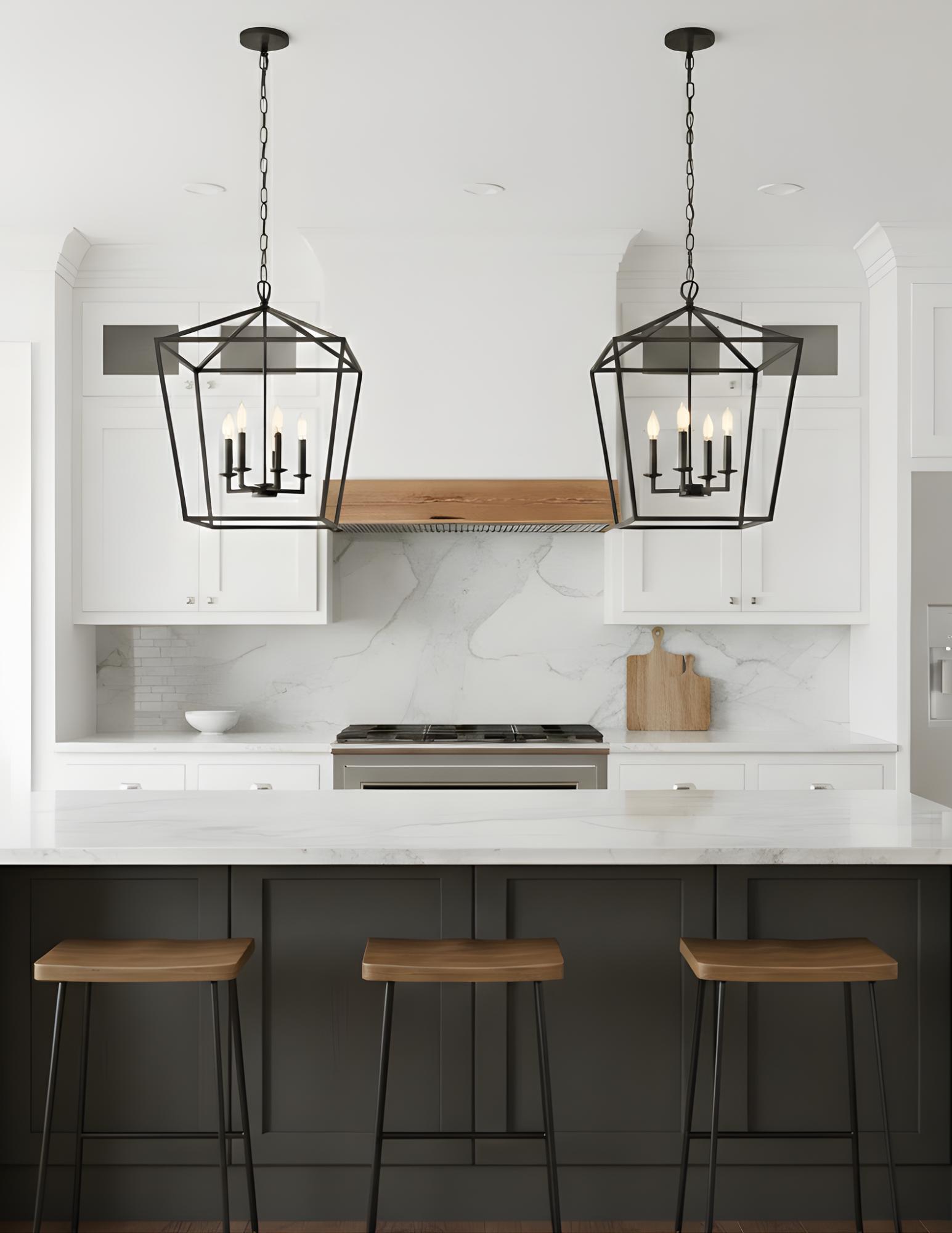 4-Light Open Cage Entry - Sleek Pendants